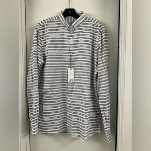 NWT Block Eleven BL11 Striped Men's Shirt made in Italy Cotton XL fits like S M
